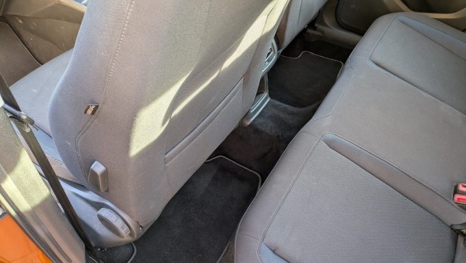 Rear footwell of a Seat Ateca in Ely after interior detailing, carpets clean and refreshed.