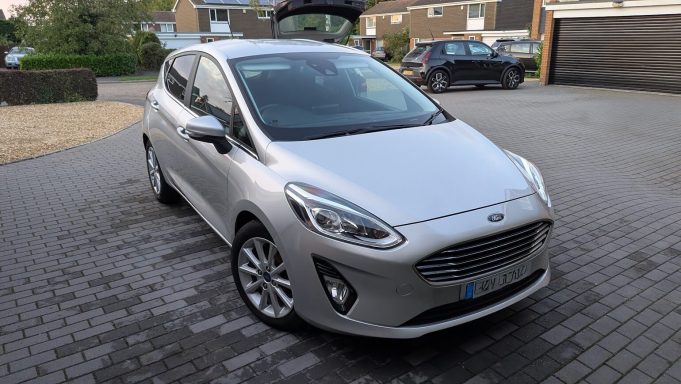 Silver Ford Fiesta in Barnack, Peterborough after detailing, with clean paintwork protected by ceramic wax and freshly cleaned alloy wheels.