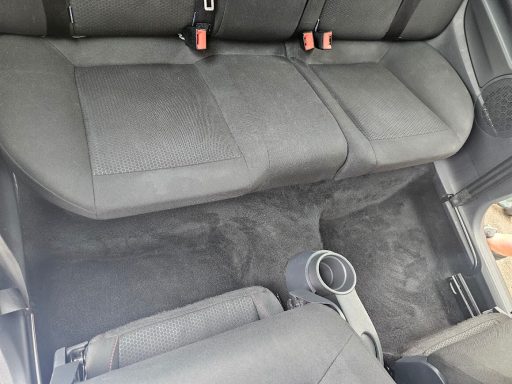 SEAT Ibiza rear seats after carpet extraction, pet hair removal and interior detailing