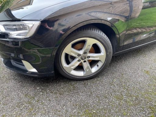 Audi Wheel Detail Finished - Yaxley Clean Audi alloy wheel after wheel detailing in Yaxley, Peterborough.