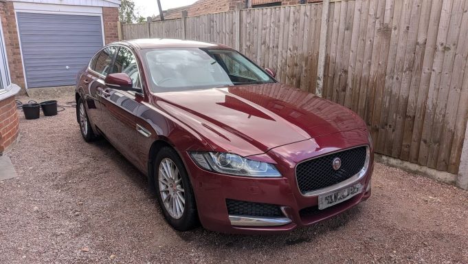 Jaguar XF after exterior detailing in Bourne, Lincolnshire with restored gloss and deep reflections across the paintwork. Jaguar XF after exterior detailing in Bourne, Lincolnshire with restored gloss and deep reflections across the paintwork.