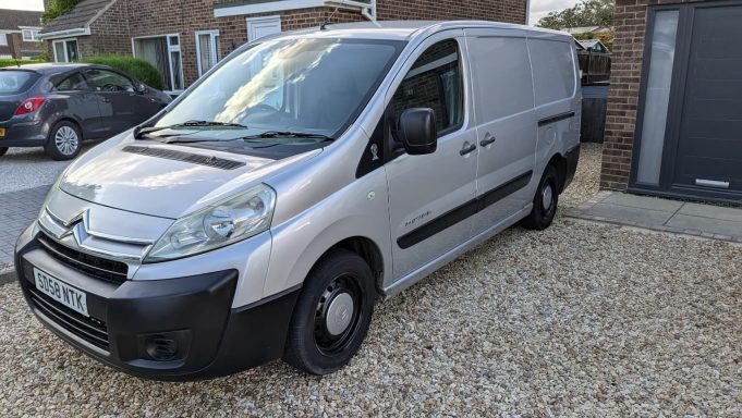 Silver Citroen van in Peterborough after exterior deep cleaning and detailing, bodywork restored with a sharp reflective finish.