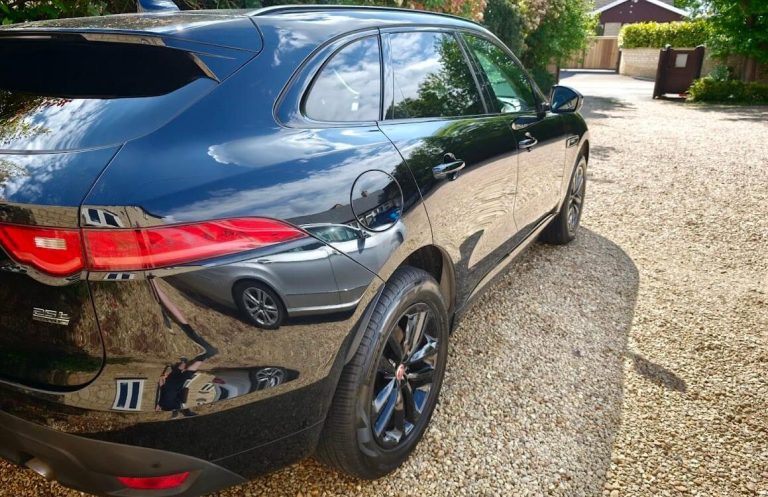 Jaguar F Pace in Stamford after a complete reset, with ceramic wax on the exterior.