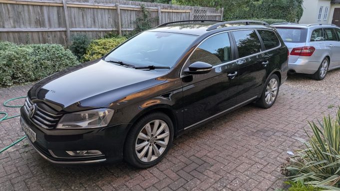 Volkswagen Passat estate in Bourne Lincolnshire after detailing, with paintwork protected by ceramic wax and alloys restored.